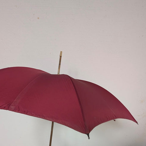 英国ヴィンテージ レディース用アンブレラ 金張りエナメル装飾ハンドル パープル 86cm