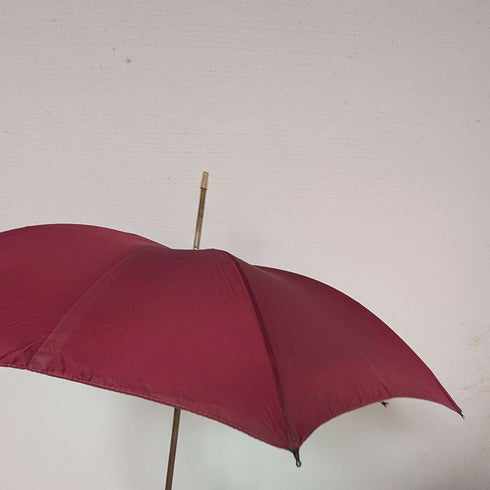 Vintage British ladies umbrella with gold-plated enamel handle, purple, 86cm