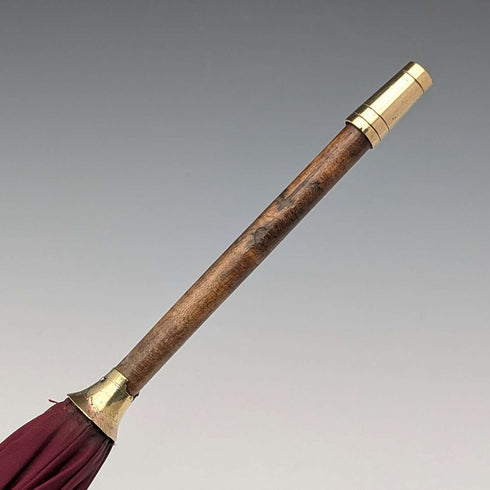 Vintage British ladies umbrella with gold-plated enamel handle, purple, 86cm