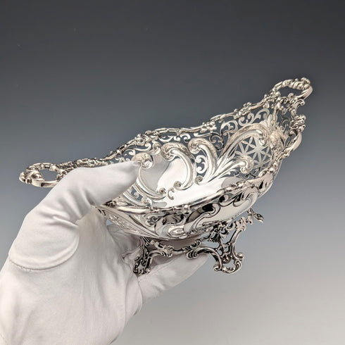 1900年頃 米国アンティーク 純銀製 脚付きディッシュ 205g Black Starr&Frost