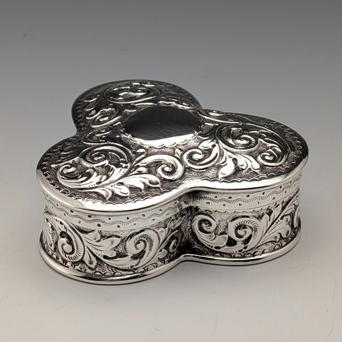 1900 British antique sterling silver ring box 103g John Edward Wilmot