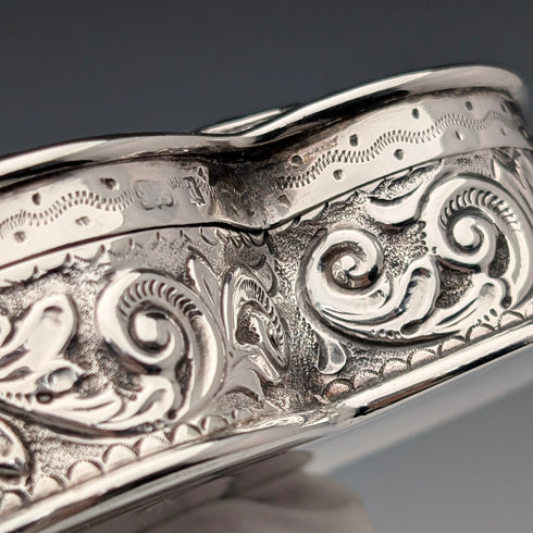 1900 British antique sterling silver ring box 103g John Edward Wilmot