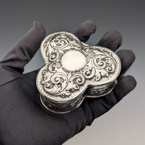 1900 British antique sterling silver ring box 103g John Edward Wilmot