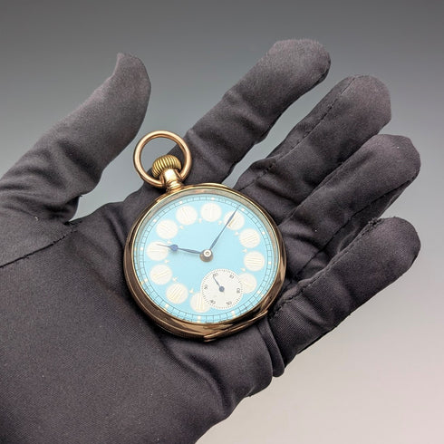 Vintage Fancy Dial Pocket Watch Gold Filled Denison Case In Good Working Condition