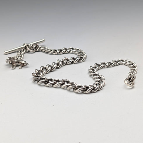 約 1900 年英國古董純銀阿爾伯特鏈 41 克純銀獅子 Passant 鑰匙扣