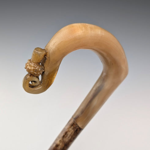 【ご注文品】英国スコットランド 紳士用 ホーンハンドル 羊飼いステッキ 杖 133cm