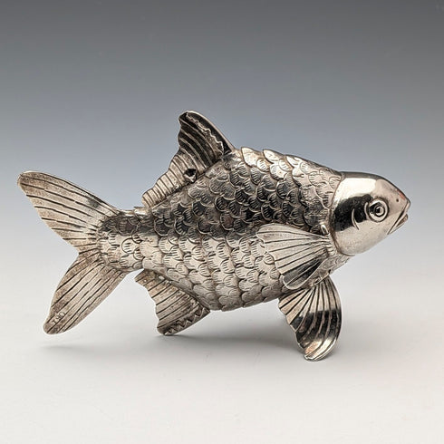 復古鍍銀魚雕像