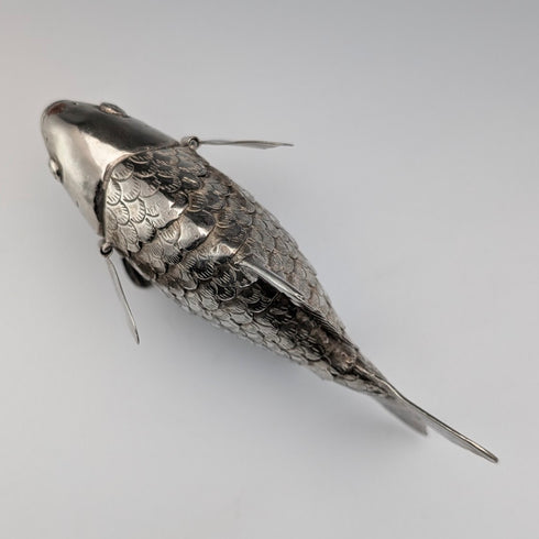 復古鍍銀魚雕像