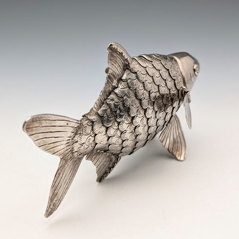 復古鍍銀魚雕像