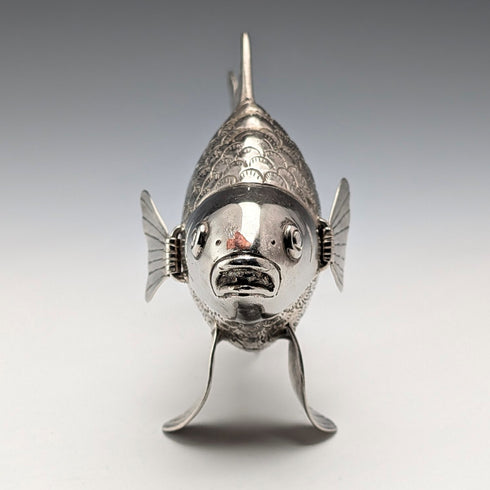 復古鍍銀魚雕像