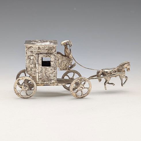 1907年 英国アンティーク 純銀製 馬車ミニチュア 72g Boaz Moses Lendeck