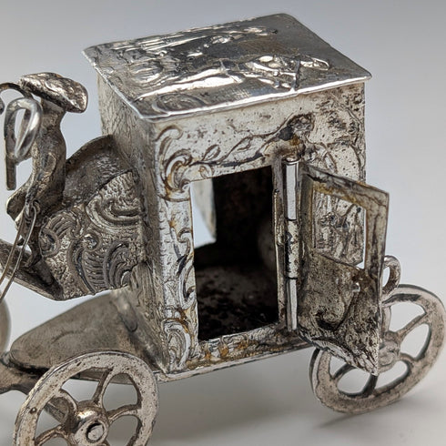 1907年 英国アンティーク 純銀製 馬車ミニチュア 72g Boaz Moses Lendeck