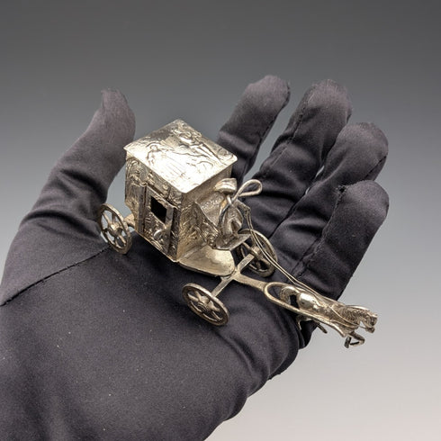 1907年 英国アンティーク 純銀製 馬車ミニチュア 72g Boaz Moses Lendeck