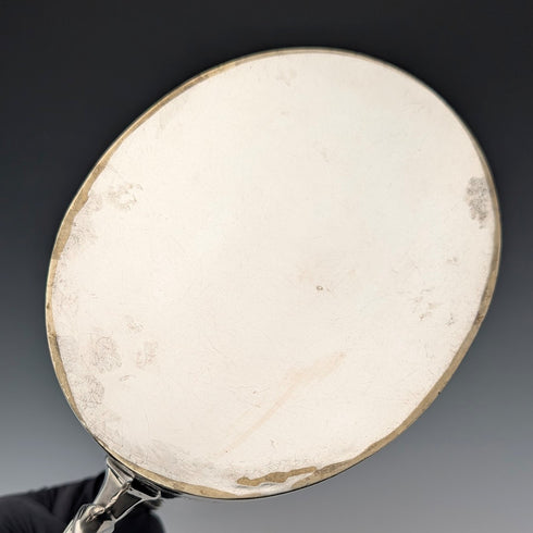 Circa 1900 British antique silver plate drum-shaped teapot