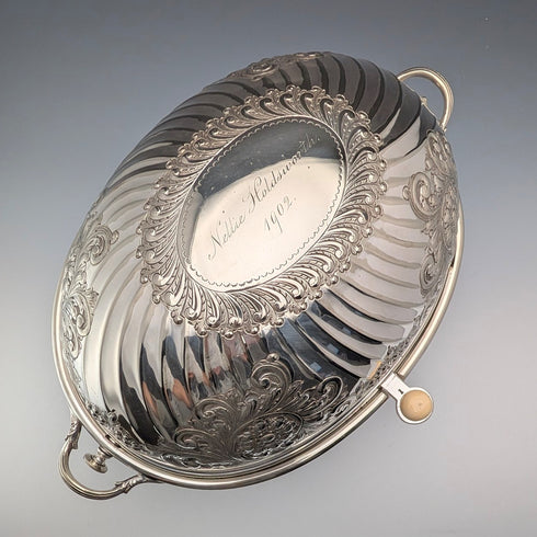 1902年頃 英国アンティーク シルバープレート製 ロールトップ式ブレックファーストディッシュ HENRY STRATFORD