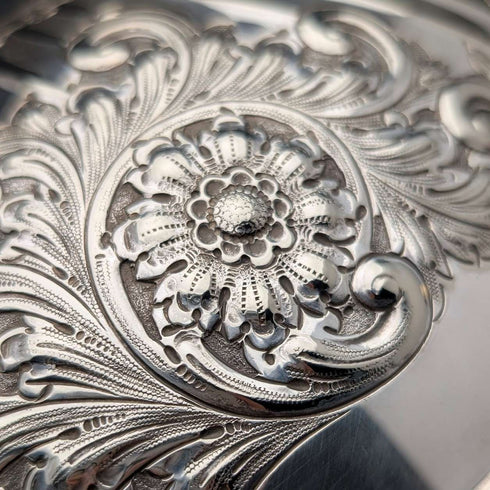 Circa 1902 British antique silver plate roll-top breakfast dish by HENRY STRATFORD