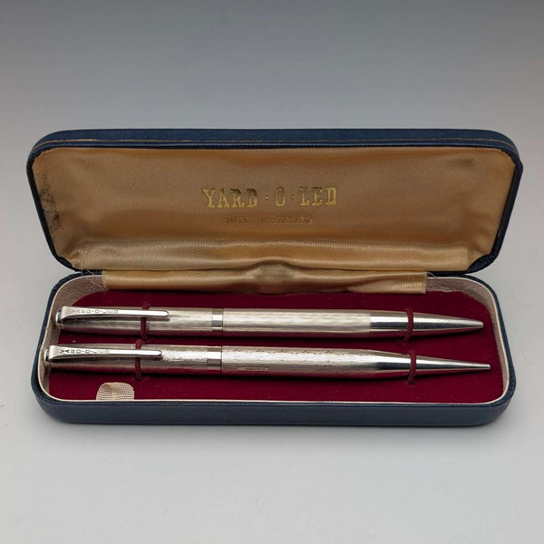 約 1970 年英國復古 Yard O' Red 純銀自動鉛筆和原子筆(附盒子)