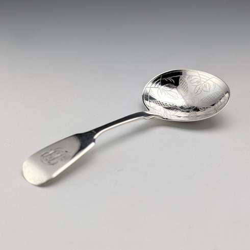 1834 British antique sterling silver tea caddy spoon by John, Henry & Charles Lias