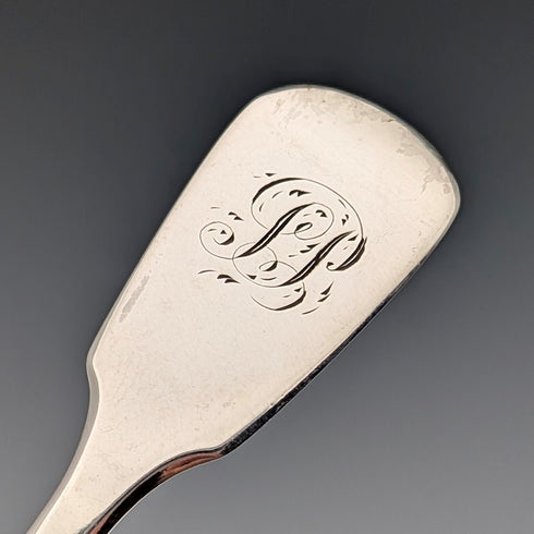 1834 British antique sterling silver tea caddy spoon by John, Henry & Charles Lias