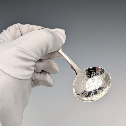 1834 British antique sterling silver tea caddy spoon by John, Henry & Charles Lias