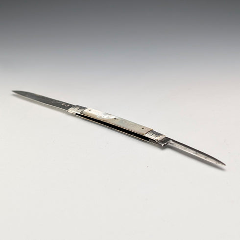 Antique British white mother-of-pearl handle double blade penknife