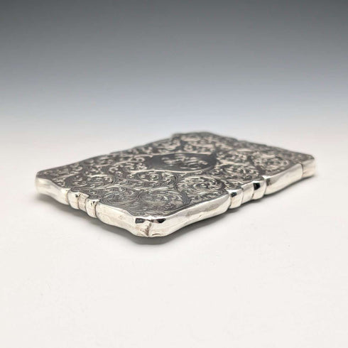 1894 British antique sterling silver card case 55g Frederick Marson