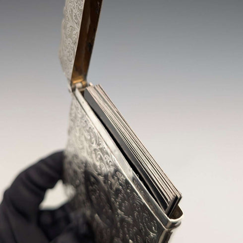 1894 British antique sterling silver card case 55g Frederick Marson