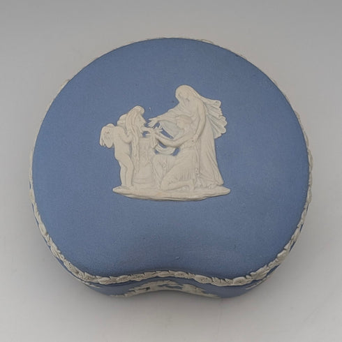 英國復古韋奇伍德碧玉豆形盒飾品淡藍色