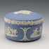 British Vintage Wedgwood Jasperware Bean-Shaped Trinket Box, Pale Blue