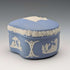 British Vintage Wedgwood Jasperware Bean-Shaped Trinket Box, Pale Blue