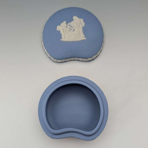British Vintage Wedgwood Jasperware Bean-Shaped Trinket Box, Pale Blue