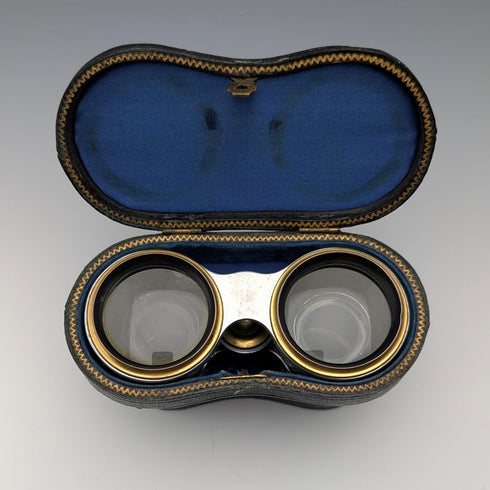 French Antique Floral Opera Glasses Binoculars Laval with Case