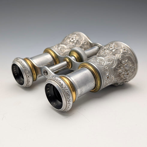 French Antique Floral Opera Glasses Binoculars Laval with Case