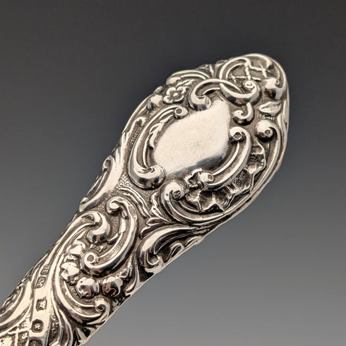 1897 British antique sterling silver handle large button hook Henry Matthews