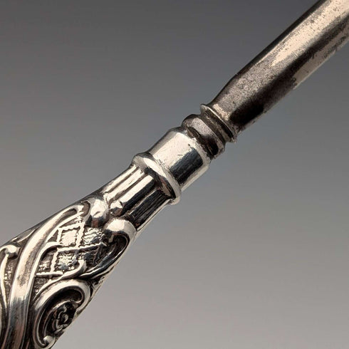 1897 British antique sterling silver handle large button hook Henry Matthews