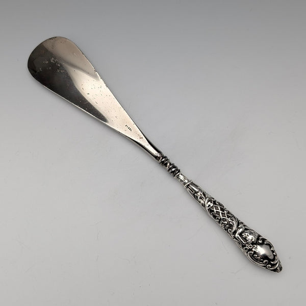 1897 British antique pure silver handled shoehorn James Deakin & Sons