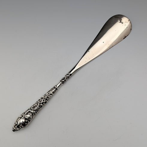 1897 British antique pure silver handled shoehorn James Deakin & Sons