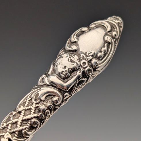 1897 British antique pure silver handled shoehorn James Deakin & Sons