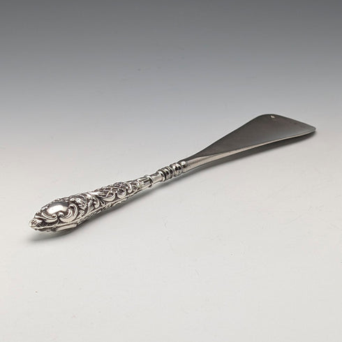 1897 British antique pure silver handled shoehorn James Deakin & Sons