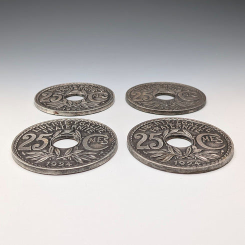 French Vintage Metal Coasters, Set of 4