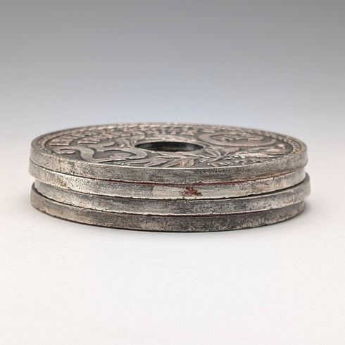 French Vintage Metal Coasters, Set of 4