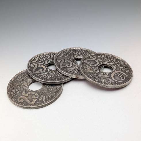 French Vintage Metal Coasters, Set of 4