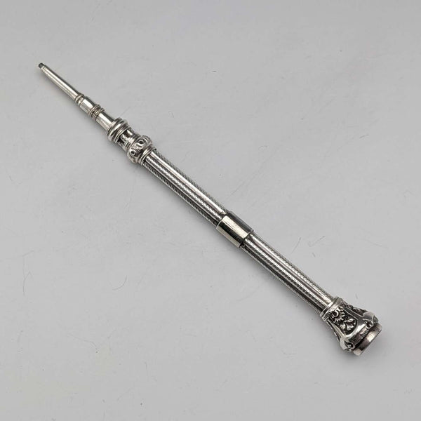 約 1900 年古董銀色自動鉛筆 86-110 毫米