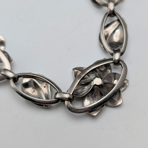 米国ヴィンテージ 純銀製 フラワーデザイン ネックレス32g HSB