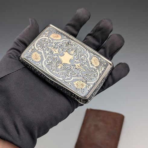 復古奧地利古董 Niero 鑲嵌 900 銀煙盒 116 克