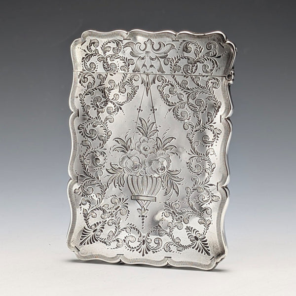 1874 British antique sterling silver card case 64g Robert Thornton