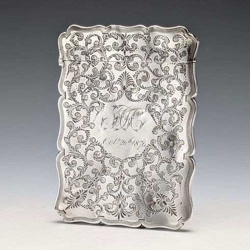 1874 British antique sterling silver card case 64g Robert Thornton