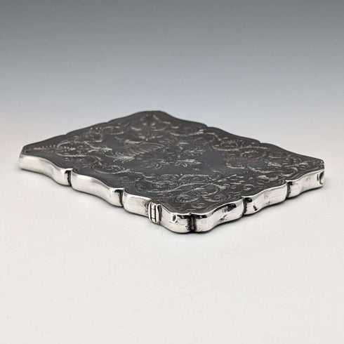 1874 British antique sterling silver card case 64g Robert Thornton
