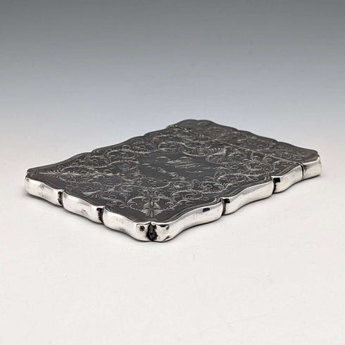 1874 British antique sterling silver card case 64g Robert Thornton