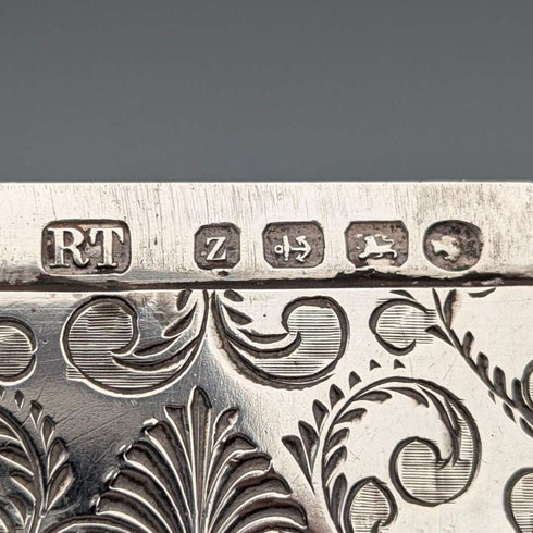 1874 British antique sterling silver card case 64g Robert Thornton